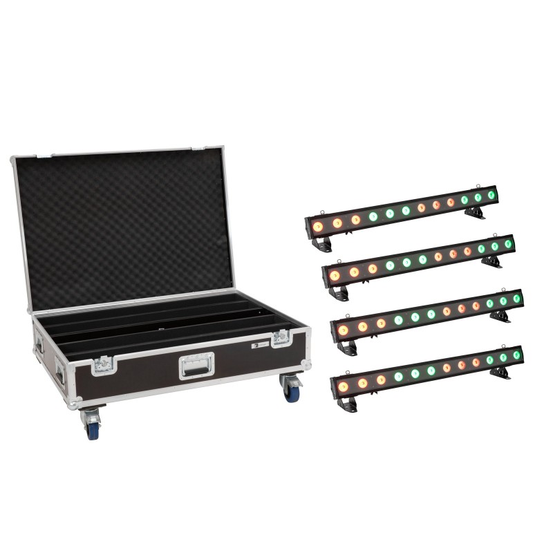 EUROLITE Set 4x LED IP T-PIX 12 HCL Bar + Case with wheels